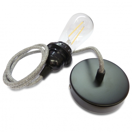 Grey Wool Ceiling Rose Pendant Light Fitting