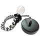Black and White Hounds Tooth Ceiling Rose Pendant Light Fitting