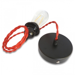 Red Twisted Cable Ceiling Rose Pendant Light Fitting