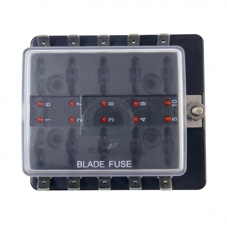 ATC Blade Fuse Box With Ground - Marine, Boat or Automotive - 10 Way