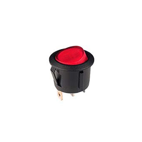 Round Rocker Switch 12V Illuminated Red