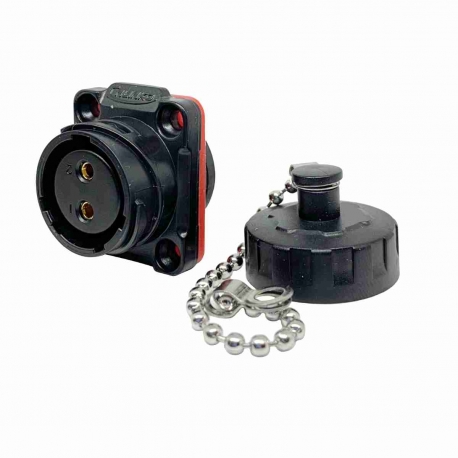 IP67 Waterproof 2 Pole Socket Panel Mount Connector with Cap