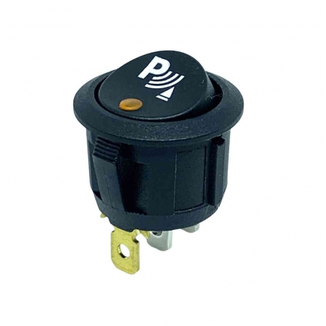 On-Off Single Pole Round Rocker Switch | Amber 12-24V with Print