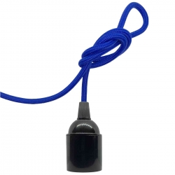 Bakelite E27 Bare Pendant Light with Royal Blue Fabric Cable