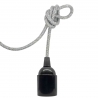 Portalámpara Baquelita﻿﻿ E27 (Liso) Glosar con Cable Textil Gris