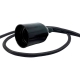 Portalámpara Baquelita﻿﻿ E27 (Liso) Glosar con Cable Textil Negro