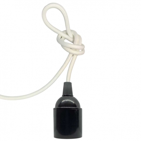 Bakelite E27 Bare Pendant Light with White Fabric Cable