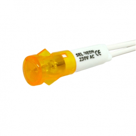 Voyant Orange 9mm 230V Avec Fils de 125mm
