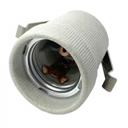 Ceramic E27 Lamp Holder with Spring Bracket
