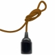 Bakelite E27 Bare Pendant Light with Golden Brown Fabric Cable
