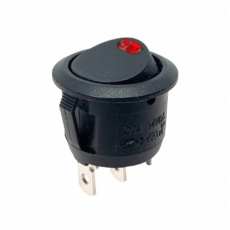 (On)-Off Momentary Single Pole Round Rocker Switch | Red 20A 12V