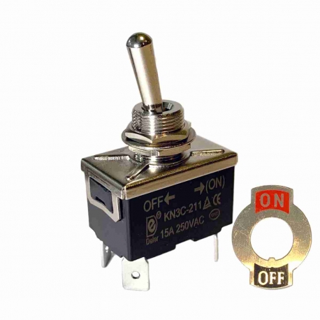 Interruptor de Palanca (On)-Off 15A DPST