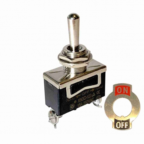 Toggle Switch On Off SPST 15A 250Vac with On-Off Plate