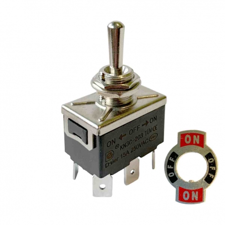 Interruptor de Palanca On Off On 15A DPDT