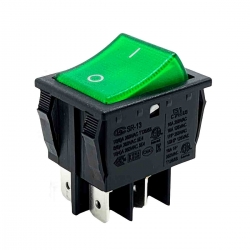 Green Illuminated Double Pole Rocker Switch 240V