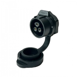 16mm IP67 Waterproof 3 Pole Socket Panel Mount Connector with Lock and Cap