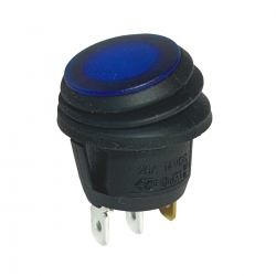 Interruptor Basculante Redondo Iluminado Azul 12V IP65