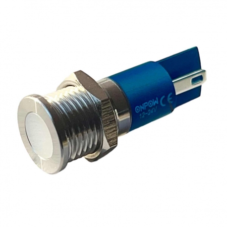White 12mm Anti Vandal LED Indicator 12V & 24V