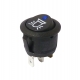 On-Off Single Pole Round Rocker Switch | Blue 12-24V with Warning Symbol Print