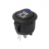 On-Off Single Pole Round Rocker Switch | Blue 12-24V with Warning Symbol Print