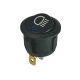 On-Off Single Pole Round Rocker Switch | Blue 12-24V with Head Light Symbol Print