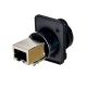 IP67 Waterproof Snap Lock RJ45 Panel Mount Connector with Cap for 24mm Panels